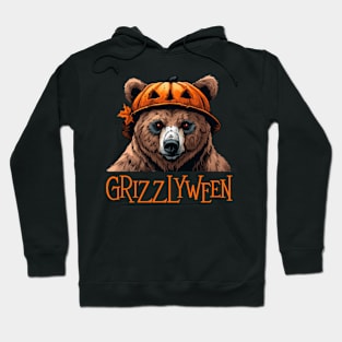 Grizzly with Pumpkin Head - Grizzly Bear Halloween Hoodie